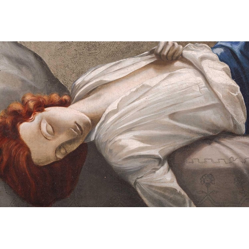 36 - After Henry Wallis (1830 - 1876), The Death of Chatterton, signed A Green and dated 1858, oil on can... 