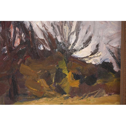 37 - † Ronald Ossory Dunlop (1894-1973), Trees and a Lane, signed, oil on board, 26 x 32 cm, framed