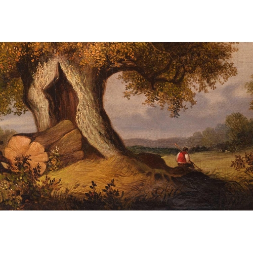 38 - Attributed to John Berney Ladbrooke (1803 - 1879), Idyllic view with figure, possibly Gunton Park No... 