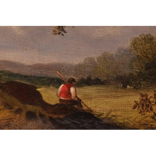 38 - Attributed to John Berney Ladbrooke (1803 - 1879), Idyllic view with figure, possibly Gunton Park No... 