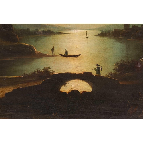 49 - Manner of Sebastian Pether (1790 - 1844), Moonlit Riverscene with Ruins, oil on canvas, 49 x 59.5 cm... 