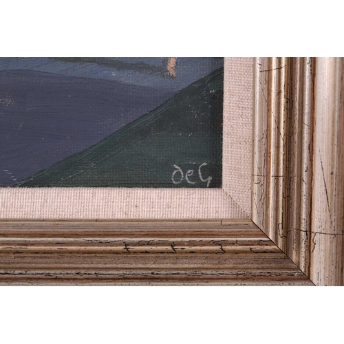 56 - † Roger de Grey (1918-1995), 'A Coastal Town', initialled, label verso, oil on board, 24 x 33.5 cm, ... 