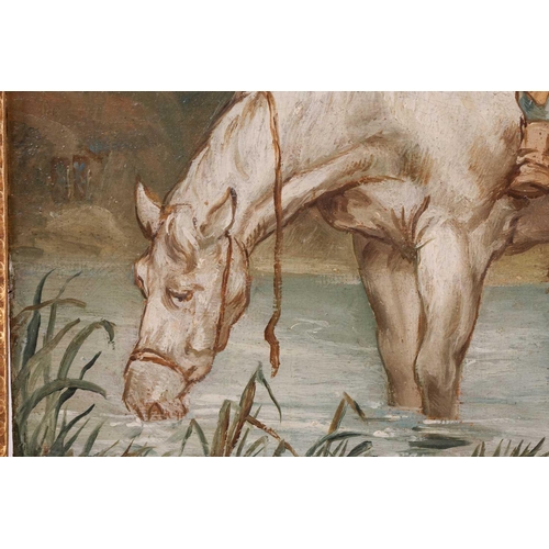 7 - Attributed to George Charles Morland (1762-1804), Horse and Rider, initialled ‘GM’, a pair of oils o... 