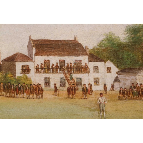 70 - English School ( late 19th century), a cricket match at The Oval, Kennington, unsigned oil on canvas... 