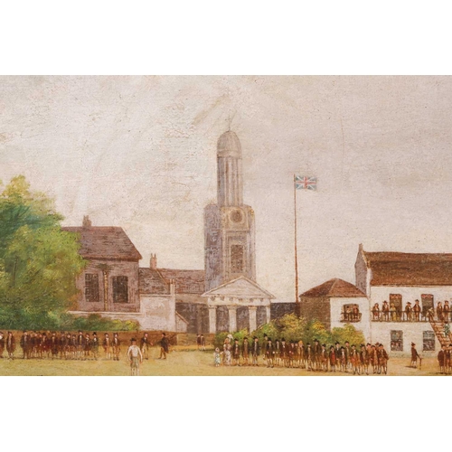 70 - English School ( late 19th century), a cricket match at The Oval, Kennington, unsigned oil on canvas... 