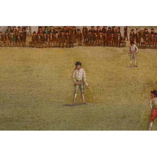 70 - English School ( late 19th century), a cricket match at The Oval, Kennington, unsigned oil on canvas... 