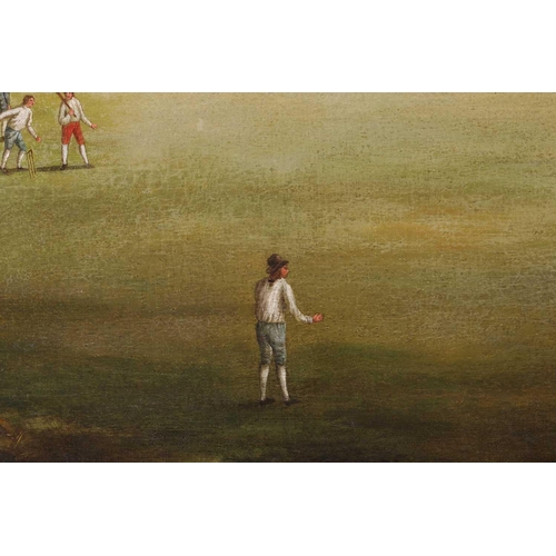 70 - English School ( late 19th century), a cricket match at The Oval, Kennington, unsigned oil on canvas... 