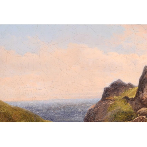 71 - George Vicat Cole (1833-1893), Sheep on a Hillside, signed, oil on canvas, 30 x 45cm, framed, frame ... 