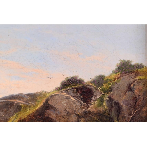 71 - George Vicat Cole (1833-1893), Sheep on a Hillside, signed, oil on canvas, 30 x 45cm, framed, frame ... 