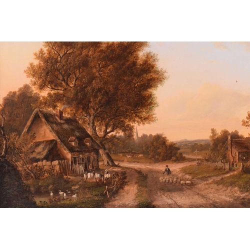 82 - Circle of Patrick Nasmyth (1787 - 1831), Driving sheep along a village lane, signed 'Paysmith 1836' ... 