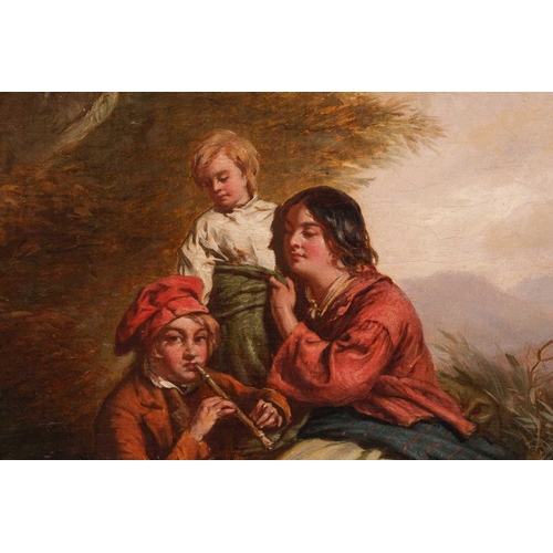 9 - 19th Century British School, Highland family seated below a tree, unsigned, oil on canvas, 40.5 x 30... 