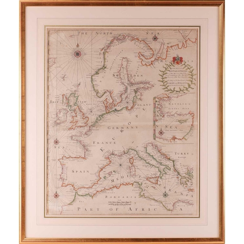 91 - After Philip Lea (1660? - 1700), Map of the Sea Coast of Europe its Straits, dedicated to Edward Ear... 