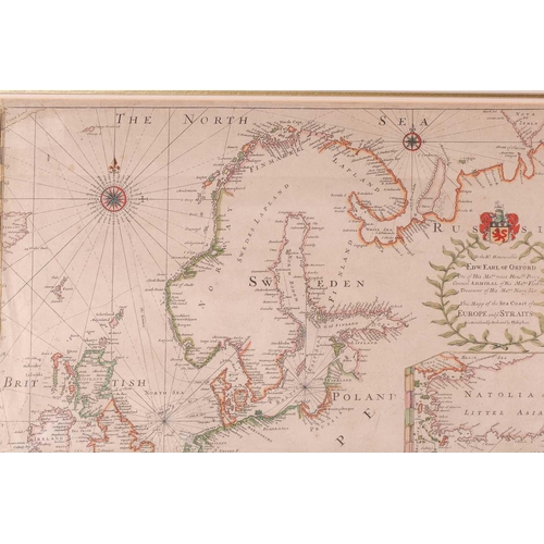 91 - After Philip Lea (1660? - 1700), Map of the Sea Coast of Europe its Straits, dedicated to Edward Ear... 