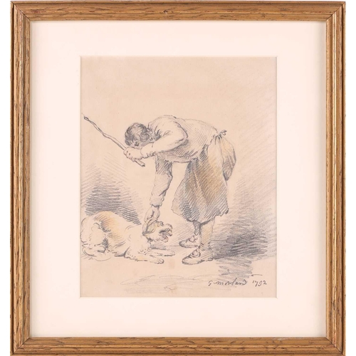 92 - George Charles Morland (1762-1804), 'Punishing the Dog', signed and dated ‘G.Morland 1792’, pencil a... 