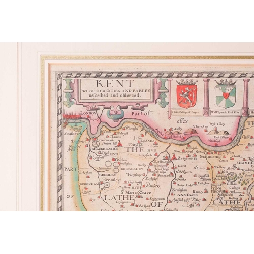 97 - After John Speed (1552 - 1629), Five hand coloured maps of Counties in England and Wales, with Latin... 