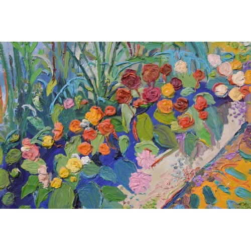 1 - † Fred Yates (1922 - 2008), 'My Garden in Rancon', signed, oil on canvas, 115.5 x 89 cm, framed, fra... 