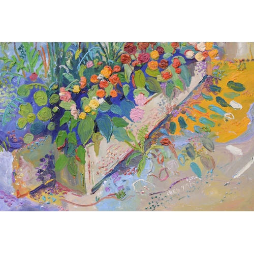 1 - † Fred Yates (1922 - 2008), 'My Garden in Rancon', signed, oil on canvas, 115.5 x 89 cm, framed, fra... 