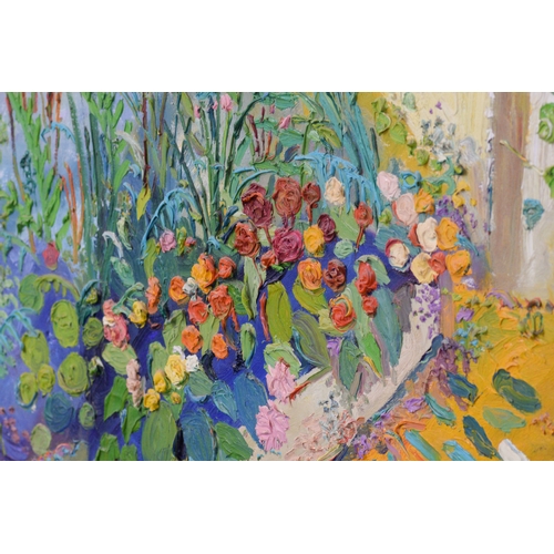 1 - † Fred Yates (1922 - 2008), 'My Garden in Rancon', signed, oil on canvas, 115.5 x 89 cm, framed, fra... 