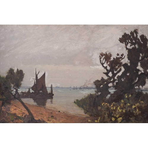 106 - Frederick George Cotman RI. ROI. (British, 1850-1920), 'Parkeston from Erwarton Neach, Suffolk', oil... 