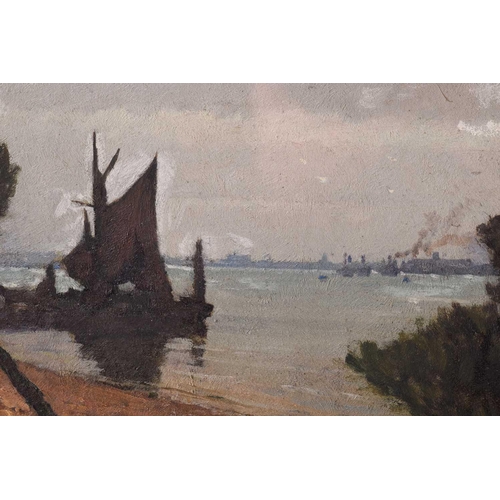 106 - Frederick George Cotman RI. ROI. (British, 1850-1920), 'Parkeston from Erwarton Neach, Suffolk', oil... 