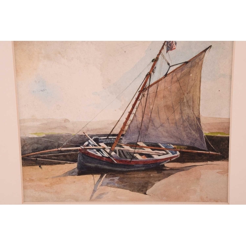 112 - Frederick George Cotman (1850 - 1920), 'Gaff rig boat with sail up', 'Open sailing boat with furled ... 