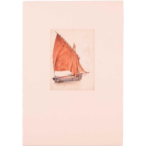 112 - Frederick George Cotman (1850 - 1920), 'Gaff rig boat with sail up', 'Open sailing boat with furled ... 