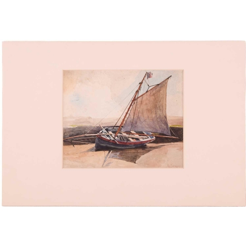 112 - Frederick George Cotman (1850 - 1920), 'Gaff rig boat with sail up', 'Open sailing boat with furled ... 