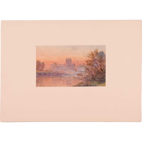 113 - Frederick George Cotman (1850 - 1920), 'Hereford Sunset' signed, watercolour & 'Driving Sheep', wate... 