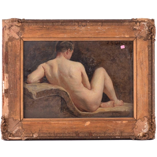 118 - Frederick George Cotman RI. ROI. (British, 1850-1920), 'Rear Study of a Male Nude', signed and indis... 