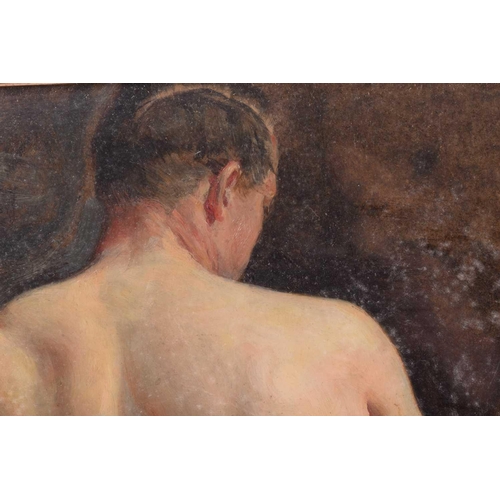 118 - Frederick George Cotman RI. ROI. (British, 1850-1920), 'Rear Study of a Male Nude', signed and indis... 