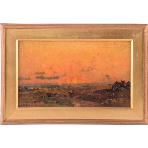 119 - Frederick George Cotman RI. ROI. (British, 1850-1920), 'Yellow Sunset with Red Weed in Foreground', ... 