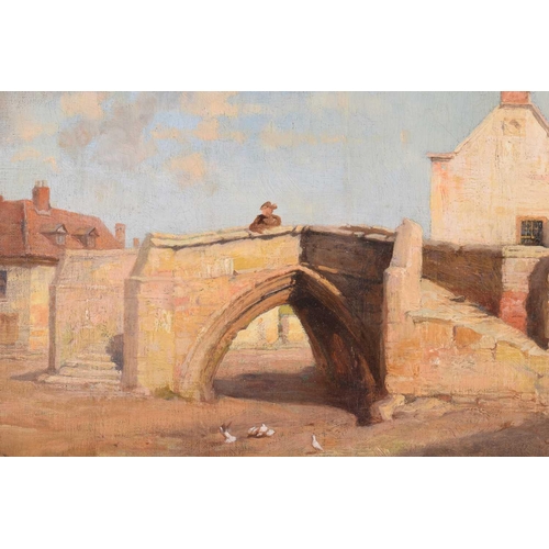 123 - Frederick George Cotman RI. ROI. (British, 1850-1920), 'Trinity Bridge, Crowland', oil on canvas, 36... 