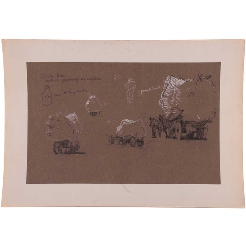 129 - Attributed to Frederick George Cotman (1850 - 1920), a collection of ten preliminary charcoal and ch... 