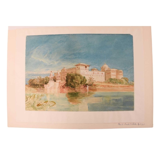 130 - Attributed to Frederick George Cotman (1850 - 1920), 'North African Palace by a River', unsigned wat... 