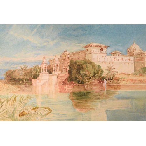 130 - Attributed to Frederick George Cotman (1850 - 1920), 'North African Palace by a River', unsigned wat... 