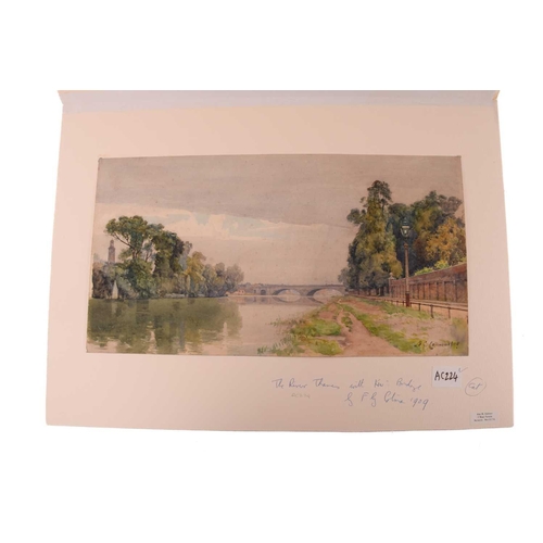 133 - Frederick George Cotman (1850 - 1920), ' The River Thames with Kew Bridge', signed & dated 1909, wat... 