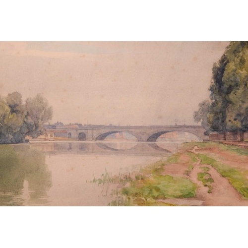 133 - Frederick George Cotman (1850 - 1920), ' The River Thames with Kew Bridge', signed & dated 1909, wat... 