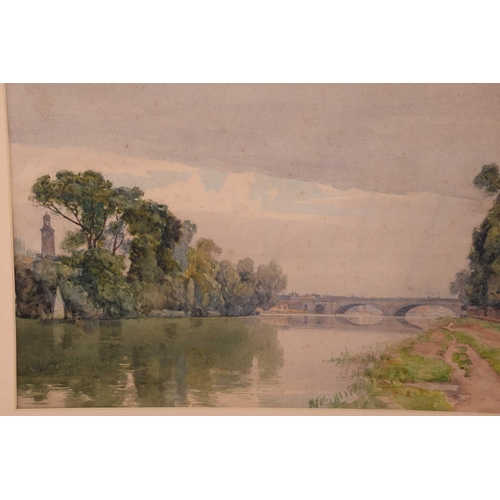 133 - Frederick George Cotman (1850 - 1920), ' The River Thames with Kew Bridge', signed & dated 1909, wat... 