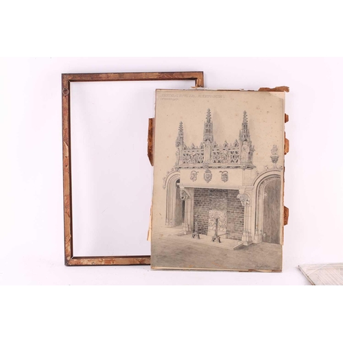 141 - Henry William Cotman (1876-1938), 'Hotel de Ville Audenarde, Fireplace', signed pencil sketch, inscr... 