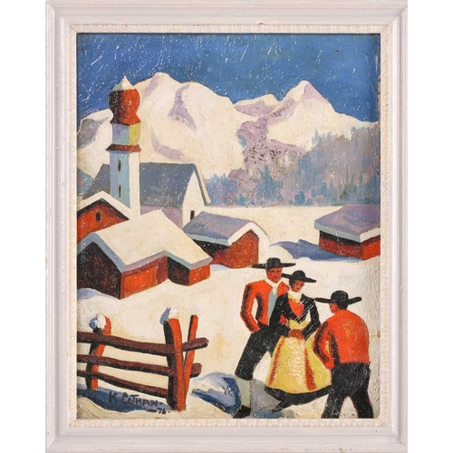 151 - Kenneth Cotman (1904-1994), 'Mittenwald - Bayern', signed and dated 1941 verso, oil on canvas, 30.5c... 