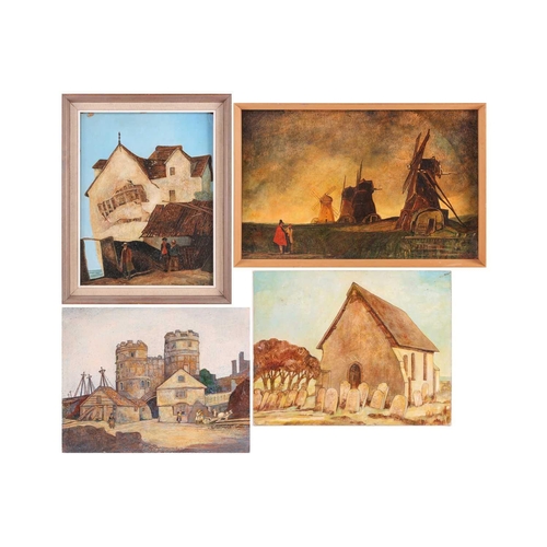 154 - Kenneth Cotman (1904-1994), 'Old Houses at Gorleston', 'Four Windmills and a Stream with Rushes (lat... 