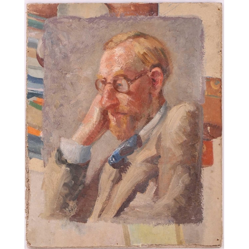 161 - Alec Cotman (1907-1981), 'Self Portrait Seated Reading a Newspaper', watercolour, 51cm x 36cm and an... 