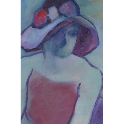 164 - Susan Wiltshire, nee Cotman (1928-2022), 'The Purple Hat', oil on paper, and female study, oil on pa... 