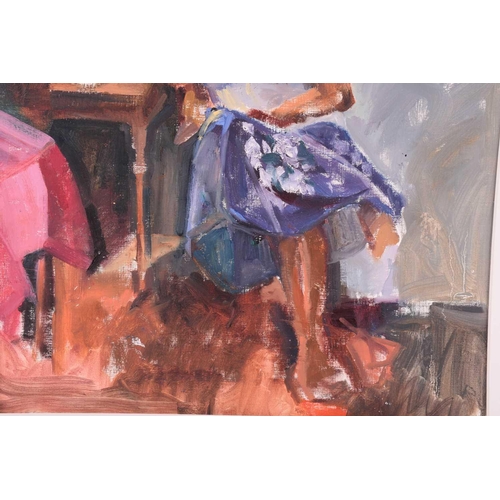 166 - Susan Wiltshire, nee Cotman (1928-2022), four female studies, acrylic, largest 79cm x 54.5cm The Cot... 