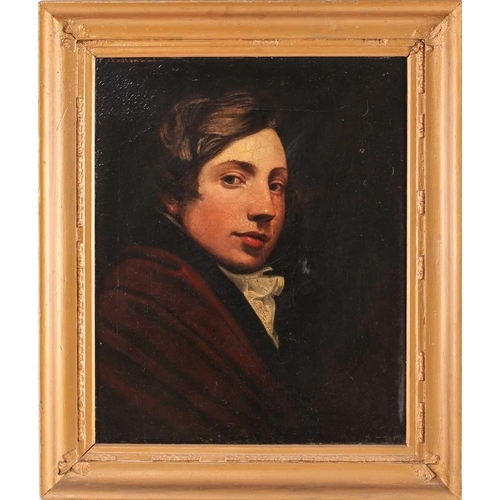 168 - 19th century English school portrait of a young man, possibly John Sell Cotman, oil on canvas, 54.5c... 