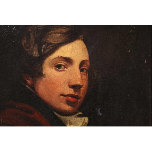 168 - 19th century English school portrait of a young man, possibly John Sell Cotman, oil on canvas, 54.5c... 