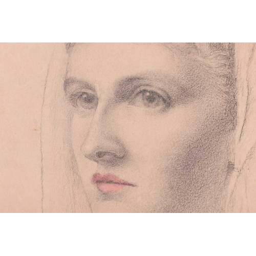 170 - Attributed to Anthony Frederick Sandys (1829 - 1904), 'Miss Hands', pencil/charcoal sketch with wate... 