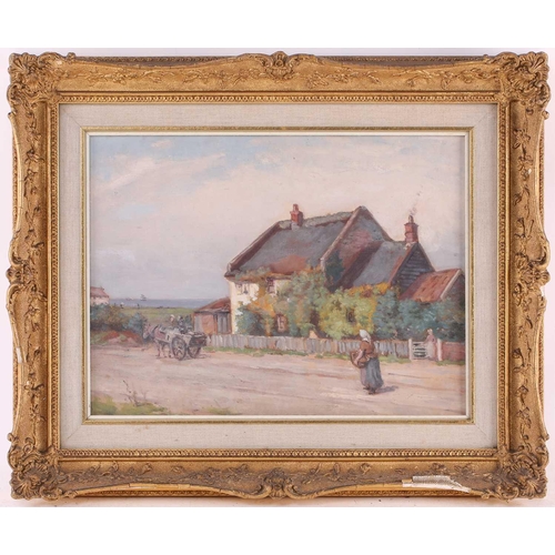 176 - Robert Bagge - Scott (1848 - 1925), 'Cottages at Mundesley, Norfolk', oil on board, 27cm x 36cm The ... 