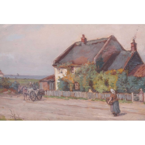 176 - Robert Bagge - Scott (1848 - 1925), 'Cottages at Mundesley, Norfolk', oil on board, 27cm x 36cm The ... 