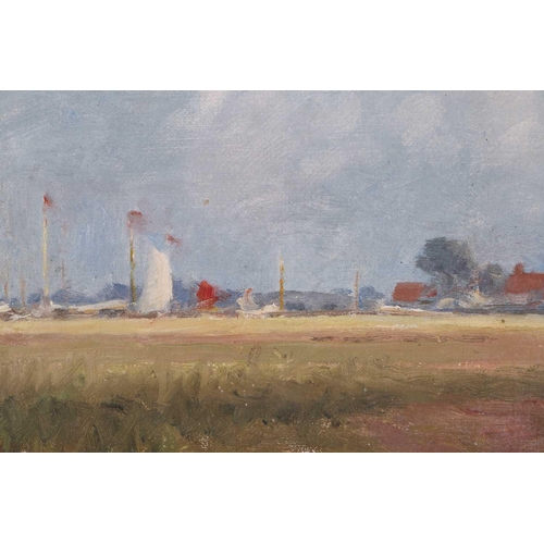 177 - Edward Elliot (1851 - 1916)' Broadland Scene, Norfolk', oil on board, 36cm x 26cm The Cotman family ... 